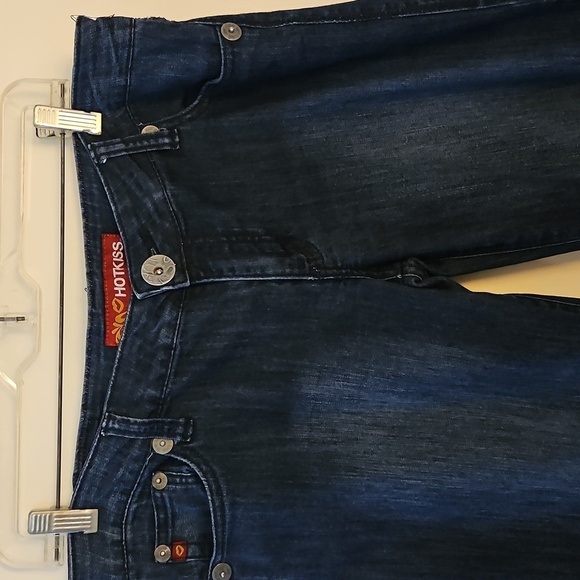 VTG HOT KISS 1970s Faded Dark Wash Low Rise Flare Jeans - Picture 4 of 13